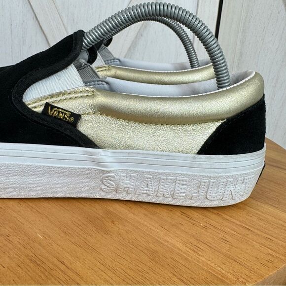 Vans x Shake Junt Slip On Pro Suede and Leather Slip On Sneakers Black Gold 8.5 - Picture 7 of 10